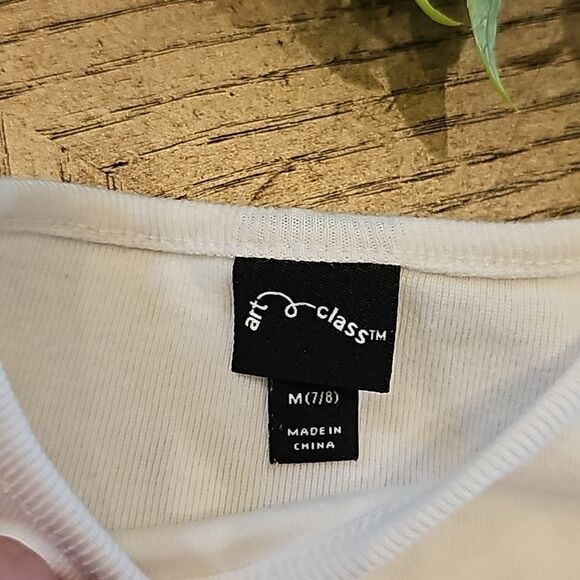 White long sleeve crop top size 7/8 girls 100% cotton - Picture 4 of 10